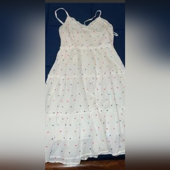 Sim‎ & Sam white with red and blue polka dot dress size Small - Picture 2 of 6